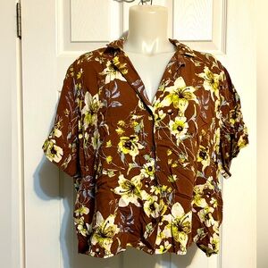 Vintage Floral Brown Women's cropped blouse